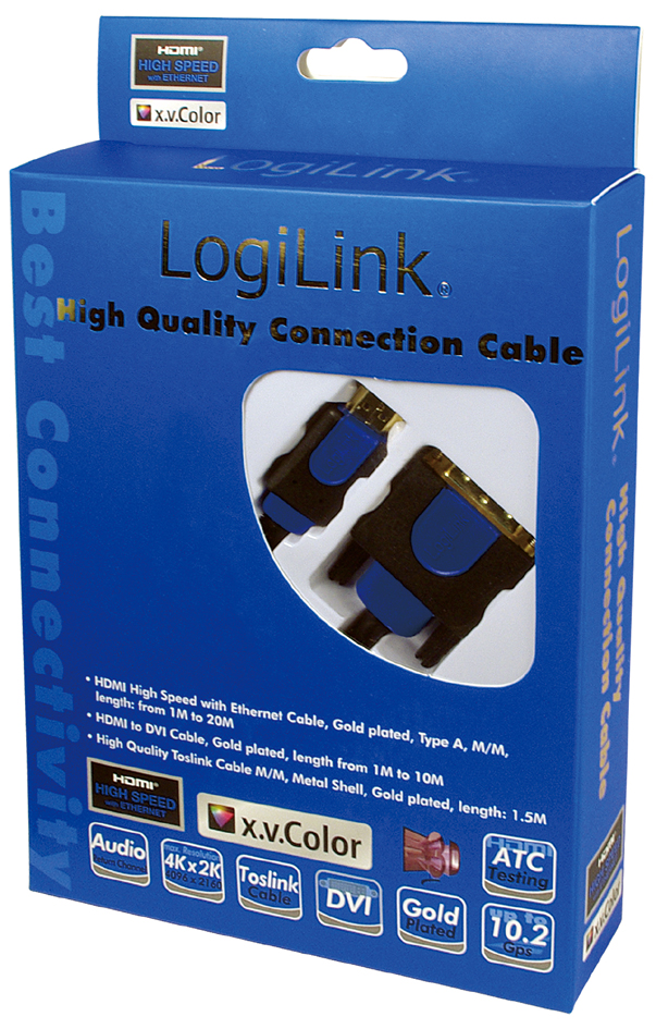 CHB3101-p58931dc638774 LogiLink HDMI Kabel High Speed, HDMI - DVI-D, 2 m