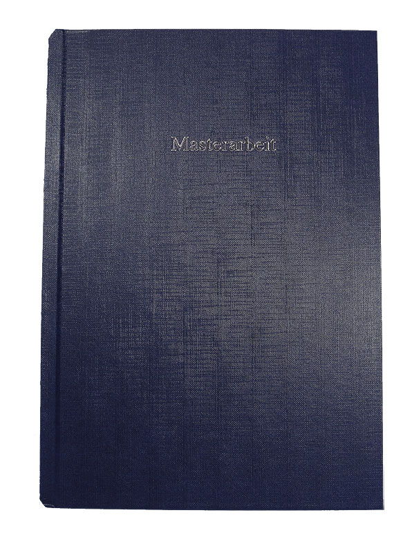 Bucheinband Hardcover ST, Prägung MASTERARBEIT, blau