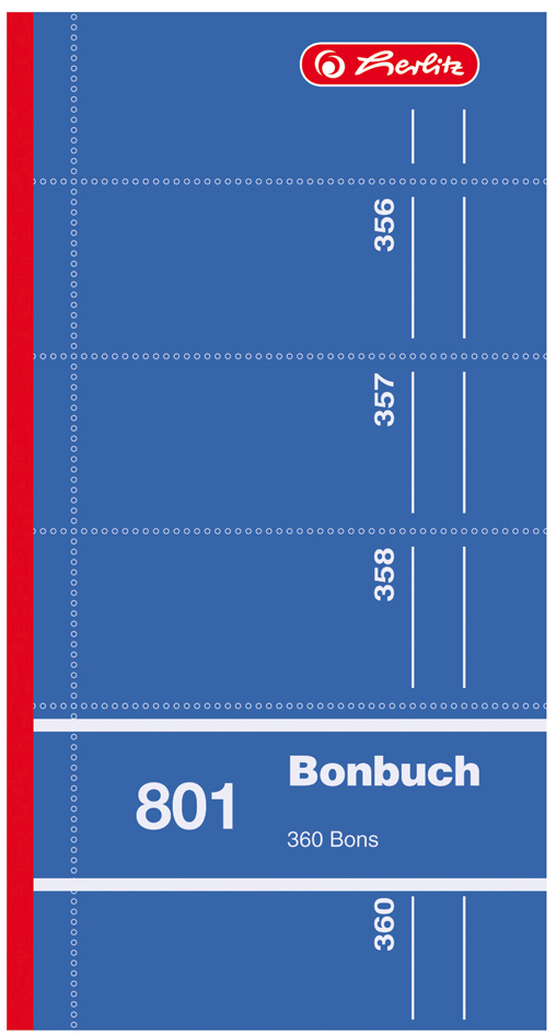 008916140011 herlitz Formularbuch ´Bonbuch 801´, 90 x 198 mm, sortiert