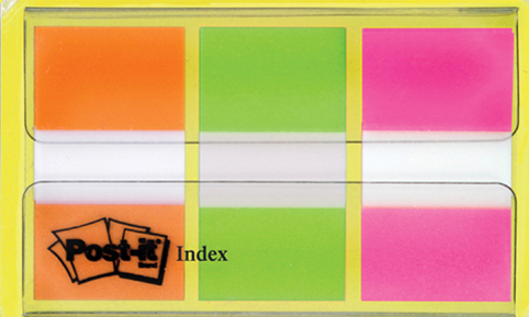 680_OLP5893743d42689 Post-it Haftstreifen Index, 25,4 x 43,2 mm, 3-farbig