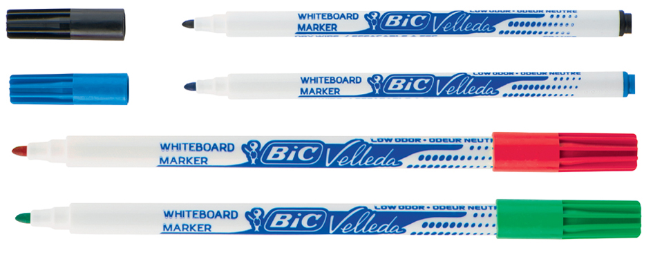 BIC Whiteboard-Marker Velleda 1721, Rundspitze, 4er Etui