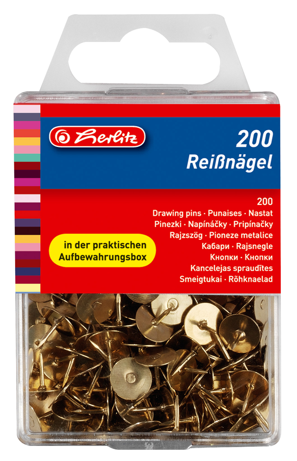 08770208 herlitz Reißnägel, farbig sortiert, Durchmesser: 9,5 mm