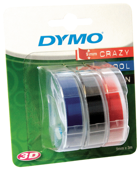 S0847750589368ce96a76 DYMO Prägeband 3D, 9 mm breit, 3 m lang, schwarz, glänzend