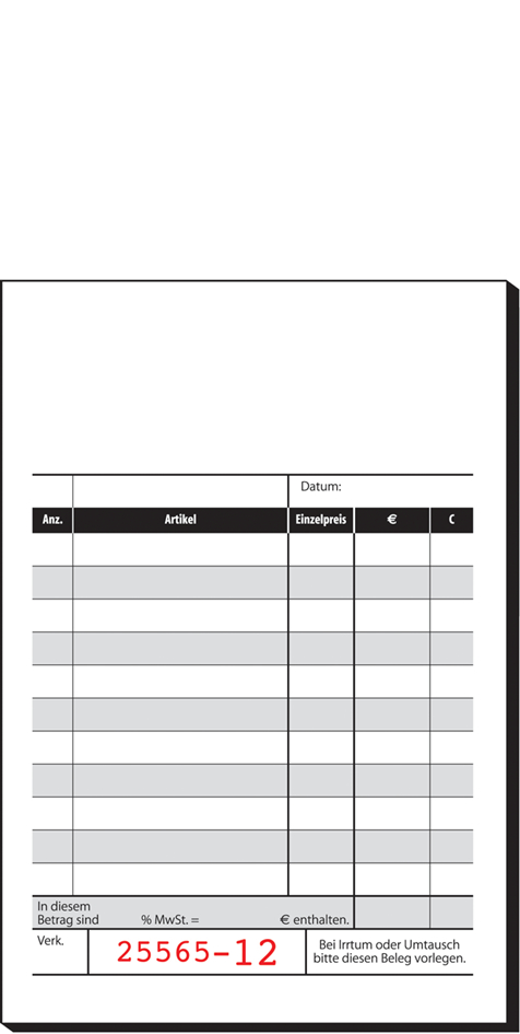 KKC620BL158936c10cf101 sigel Formularbuch ´Kassenblock´, 100 x 158 mm, 2 x 50 Blatt