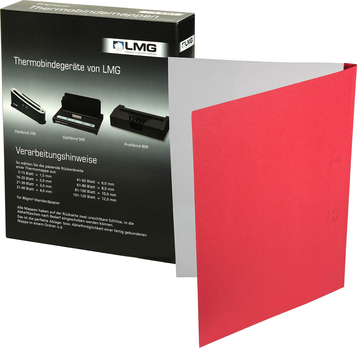 50 Thermobindemappen Leder,  matt/rot - 1,5 mm 50 Thermobindemappen Leder,  matt/rot - 1,5 mm