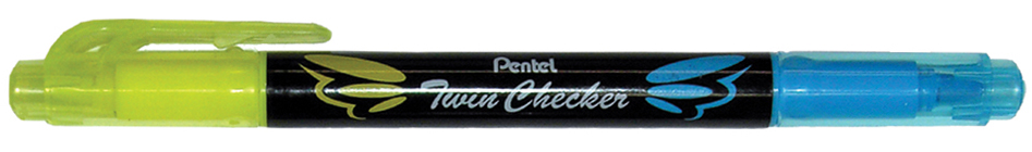 SLW8-GS589327d700bdb Pentel Textmarker ´TWIN CHECKER´, 2 Spitzen, gelb/blau