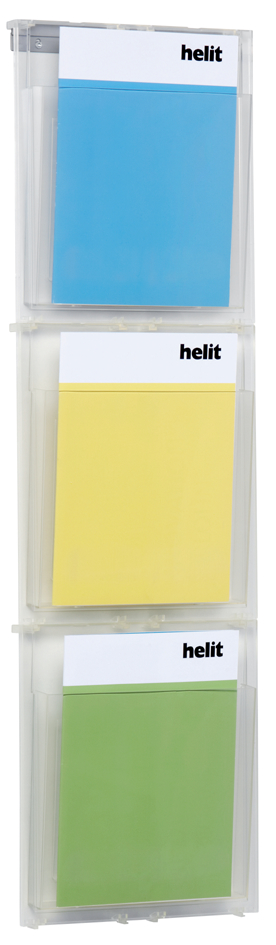 helit Wanddisplay PLACATIV, 3 Fächer DIN A4 hoch, glasklar