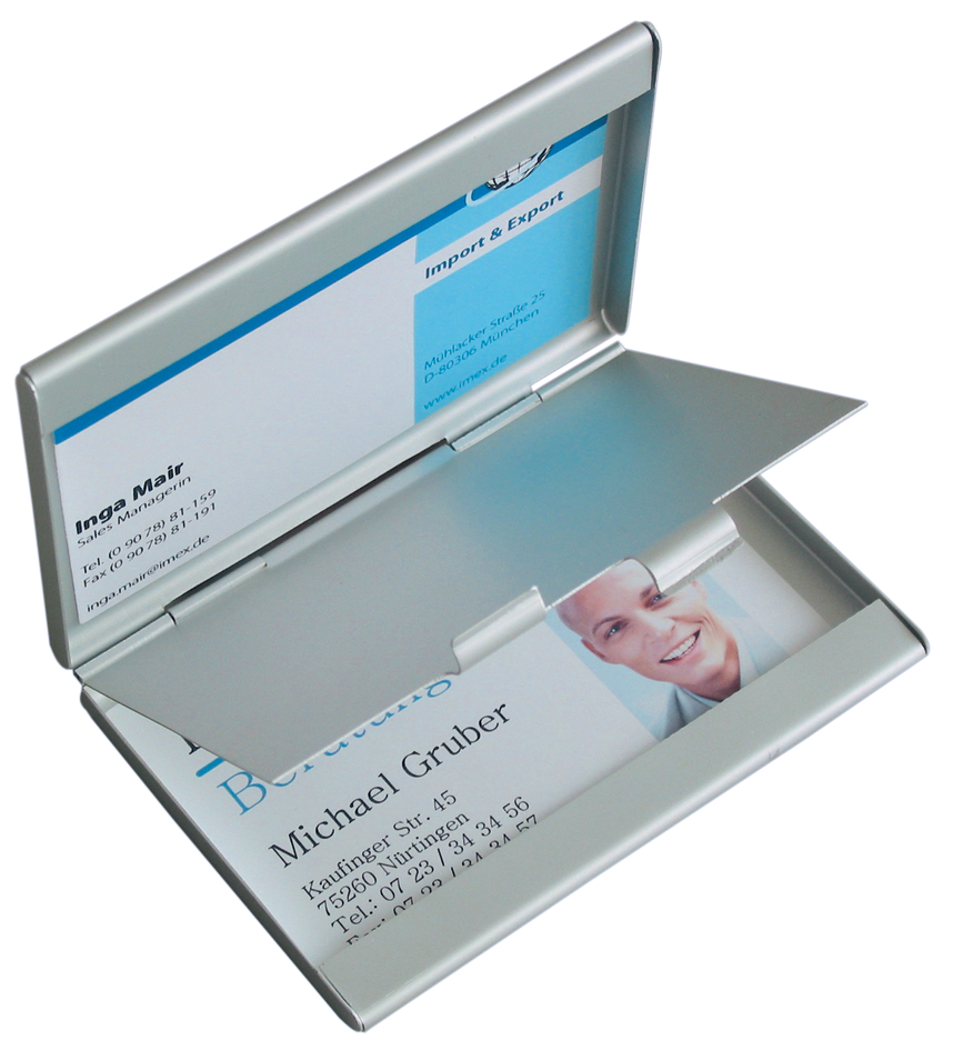 KVZ136 sigel Visitenkarten-Etui ´Twin´, Aluminium, silber, matt