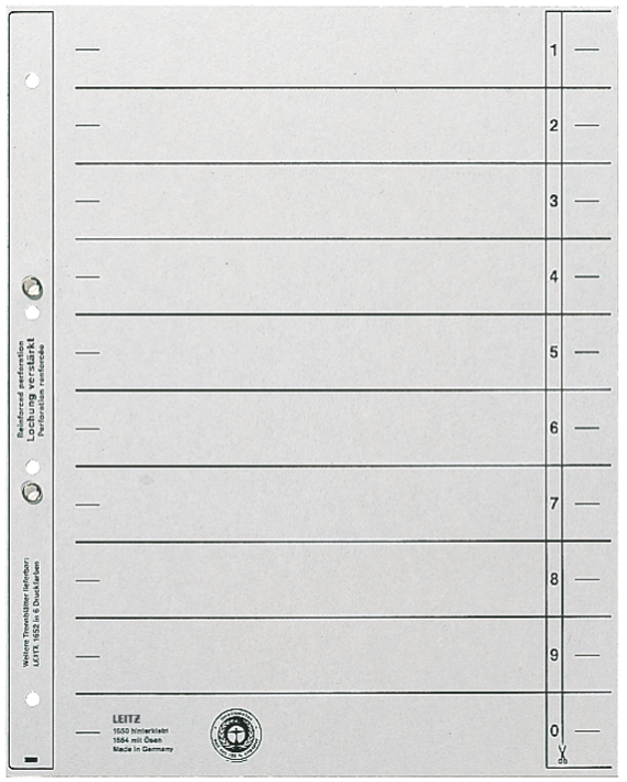 LEITZ Trennblätter, A4, Kraftkarton 200 g/qm, grau