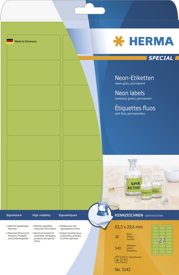 5143 HERMA Universal-Etiketten SPECIAL, rund, 60 mm, neon-gelb