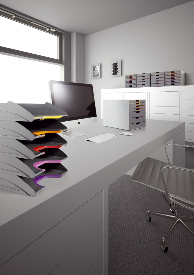 DURABLE Briefablagen-Set VARICOLOR, grau / farbiger Verlauf