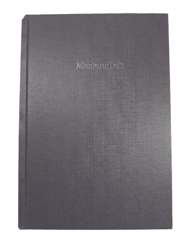 Bucheinband Hardcover ST, Prägung MASTERARBEIT, grau