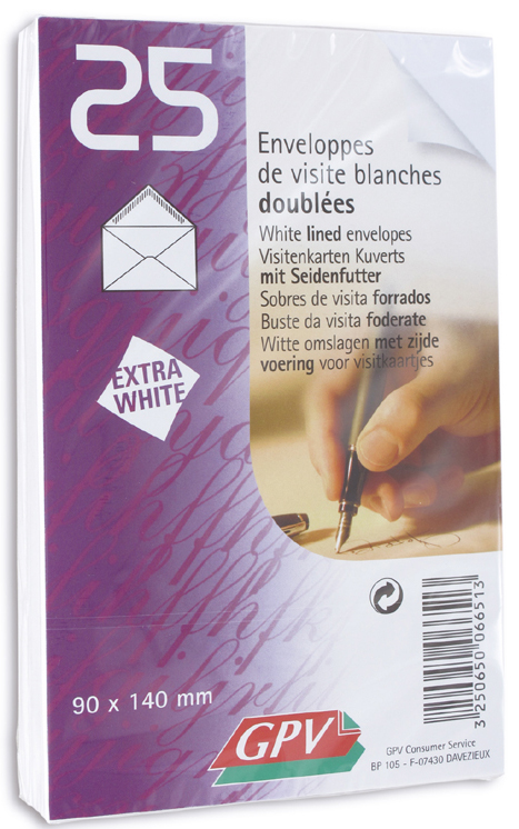 6651DUxz5ujcaE3f6 GPV Visitenkarten-Kuverts, 140 x 90 mm, weiß