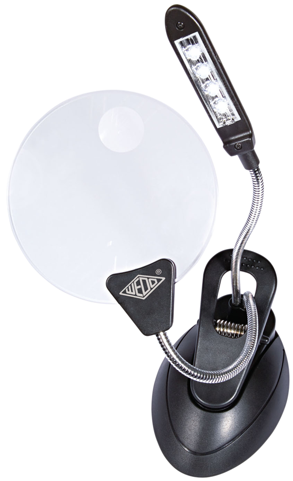 271_75201_Highlight WEDO Tischlupe mit LED-Licht, mit Tischzwinge, schwarz