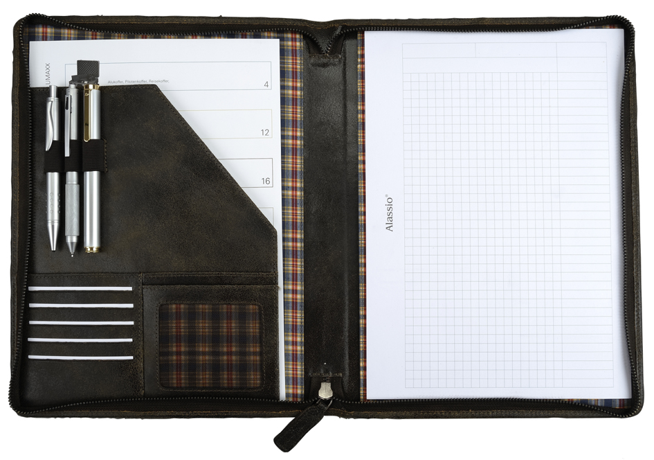 30106-innen PRIDE&SOUL Schreibmappe, DIN A4, Leder, braun