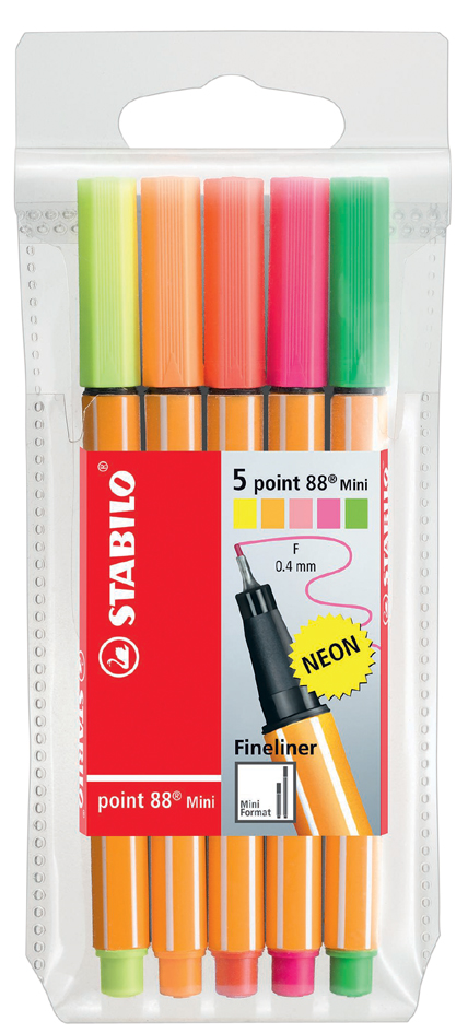 St_16796_68805-1_Assort STABILO Fineliner point 88 Mini, 5er Kunststoff-Etui