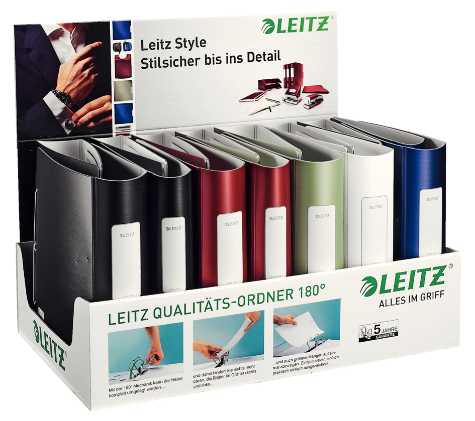 94130000 LEITZ Ordner Active Style, 180 Grad, 15er Display
