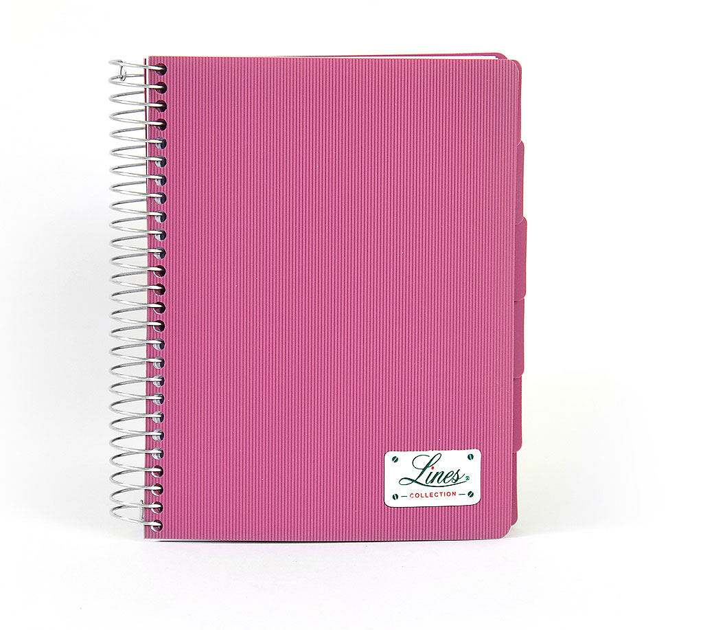 a11e61c75ffe24ecbbab21ba7ca42b42 Notizbuch "Lines", DIN A5, kariert, PP-Hardcover mit Drahtspiralbindung - pink - DIN A5 - kariert (5x5mm)