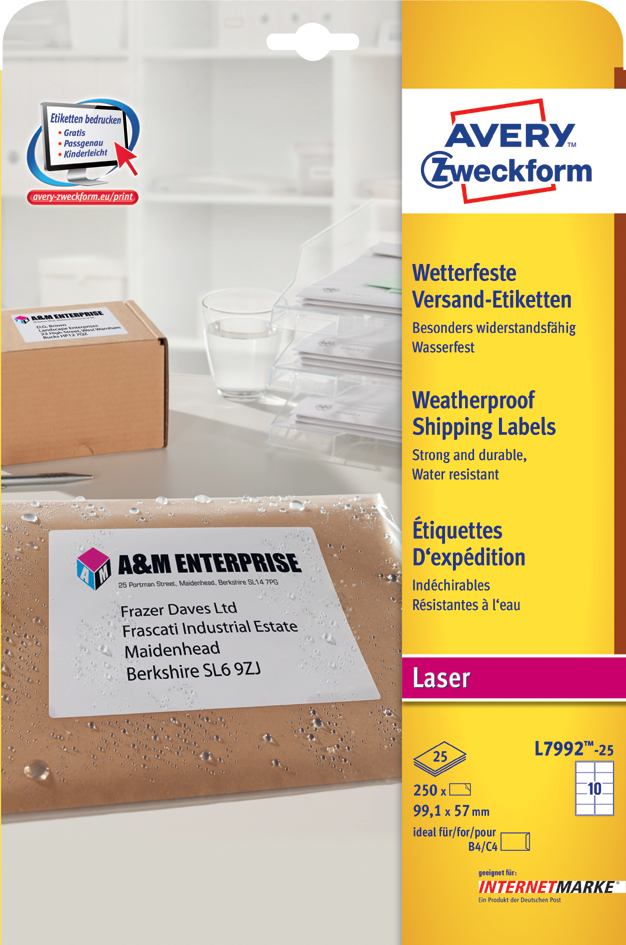 L7992-2558935804e6ebb AVERY Zweckform Wetterfeste Versand-Etiketten, 99,1 x 67,7mm