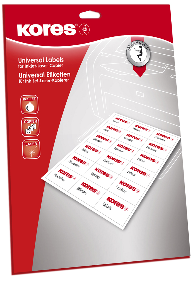 Etiketten_255893352d76fb2 Kores Universal-Etiketten, 105 x 148 mm, weiß, 25 Blatt