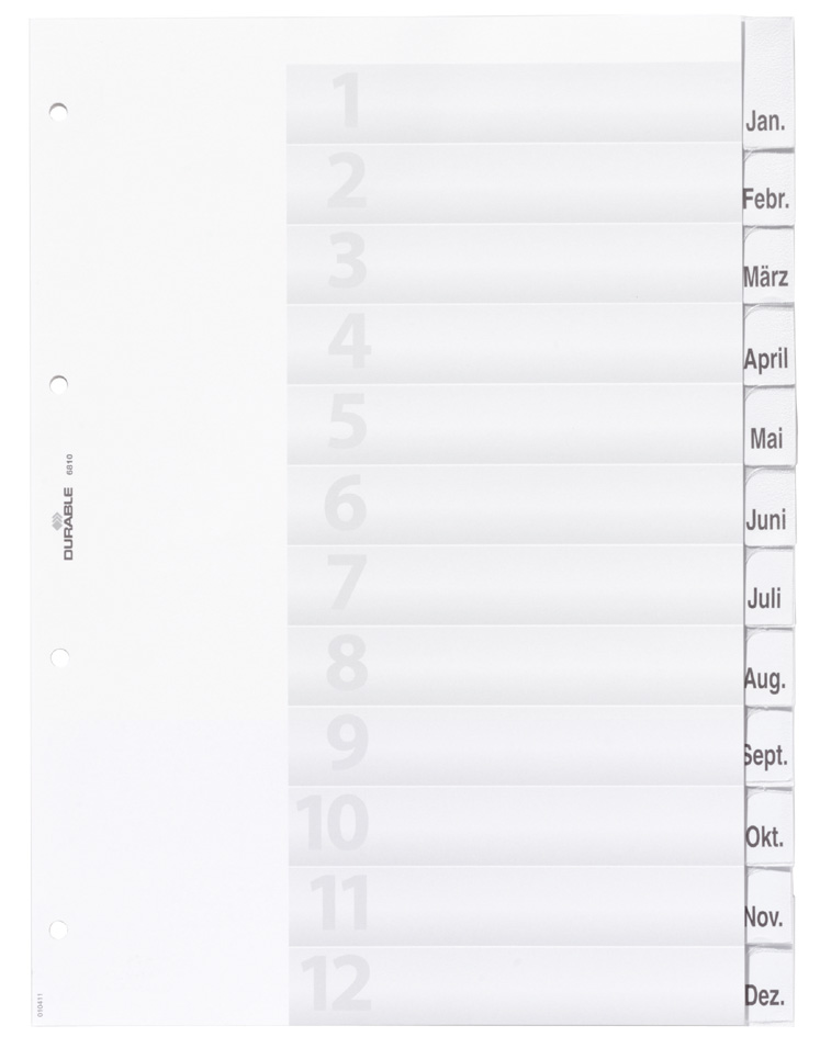 6810_19_GEN_B DURABLE Kunststoff-Register, A4, 12-teilig, transparent