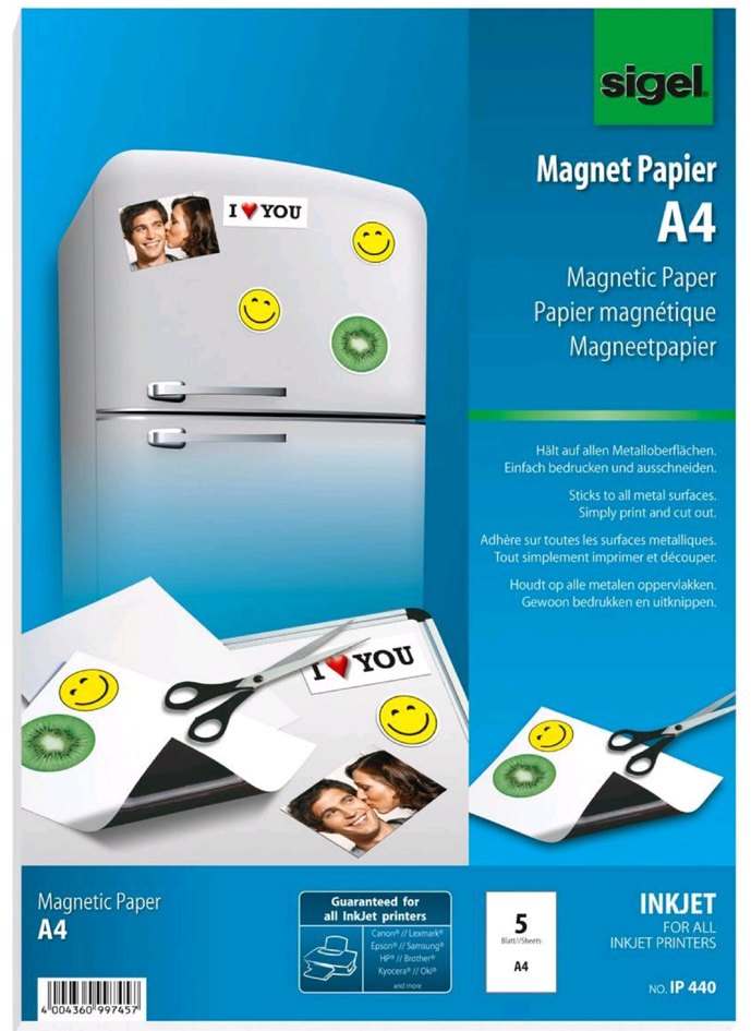 IP440 sigel Inkjet-Magnet-Papier, spezialbeschichtet, DIN A4