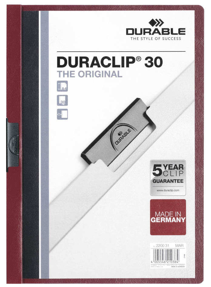 2200-31-durable589374f115dd1 DURABLE Klemmhefter DURACLIP ORIGINAL 30, DIN A4, aubergine