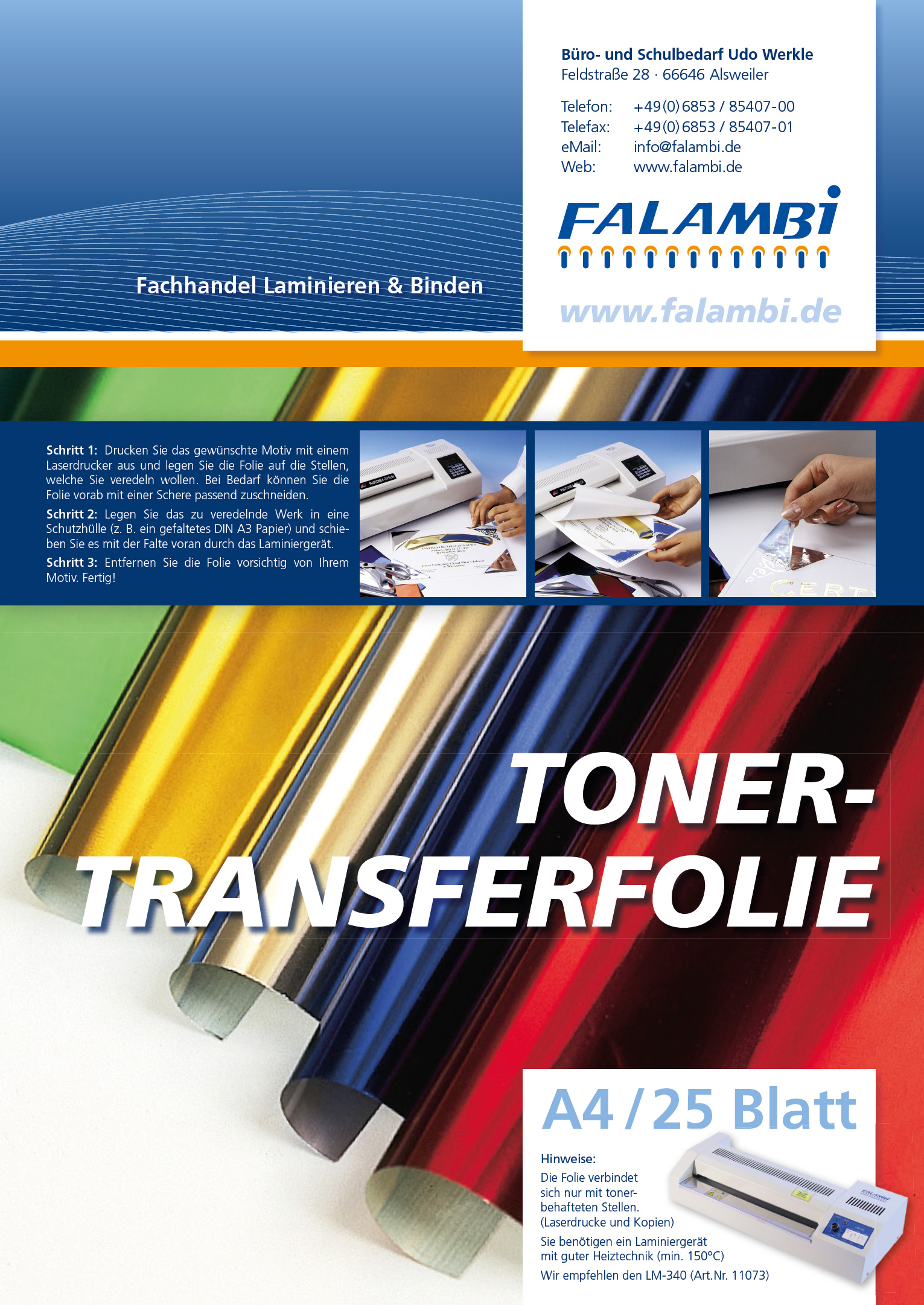 72e9c9205f317676b045e180868ad36e metallic Toner- Thermo-Transferfolie DIN A4 für Laminiergerät - gold