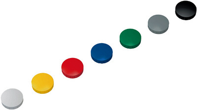 027bf0c36276beff441e12c248402f89 10 Haftmagnete, 32 mm rund, (H) 8,5 mm, farbig sortiert