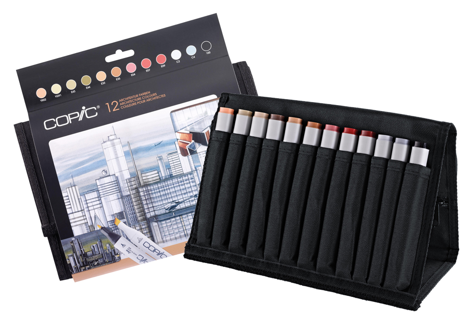 20075731_02 COPIC Profi Marker, 24er Wallet mit 12 Architekturfarben