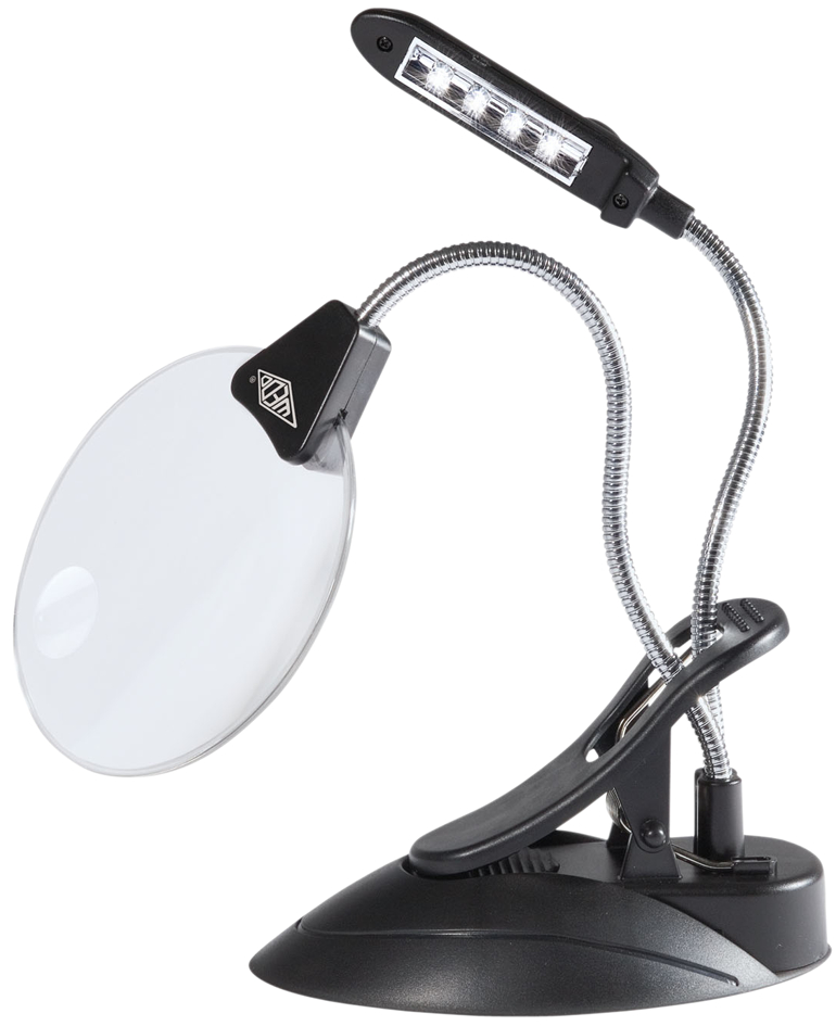 271_75201 WEDO Tischlupe mit LED-Licht, mit Tischzwinge, schwarz