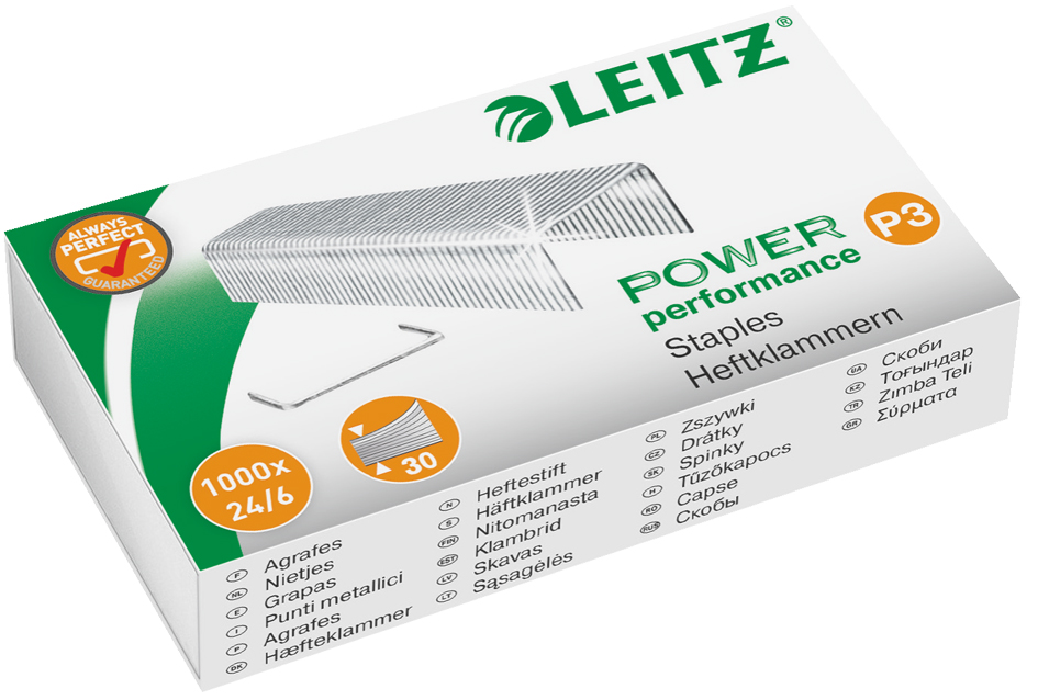 557000105893668e0596c LEITZ Heftklammern 24/6 Power Performance P3, silber