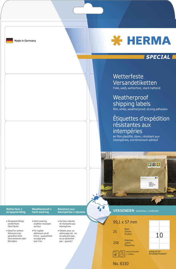 8330 HERMA Wetterfeste Versand-Etiketten SPECIAL, 99,1 x 57 mm