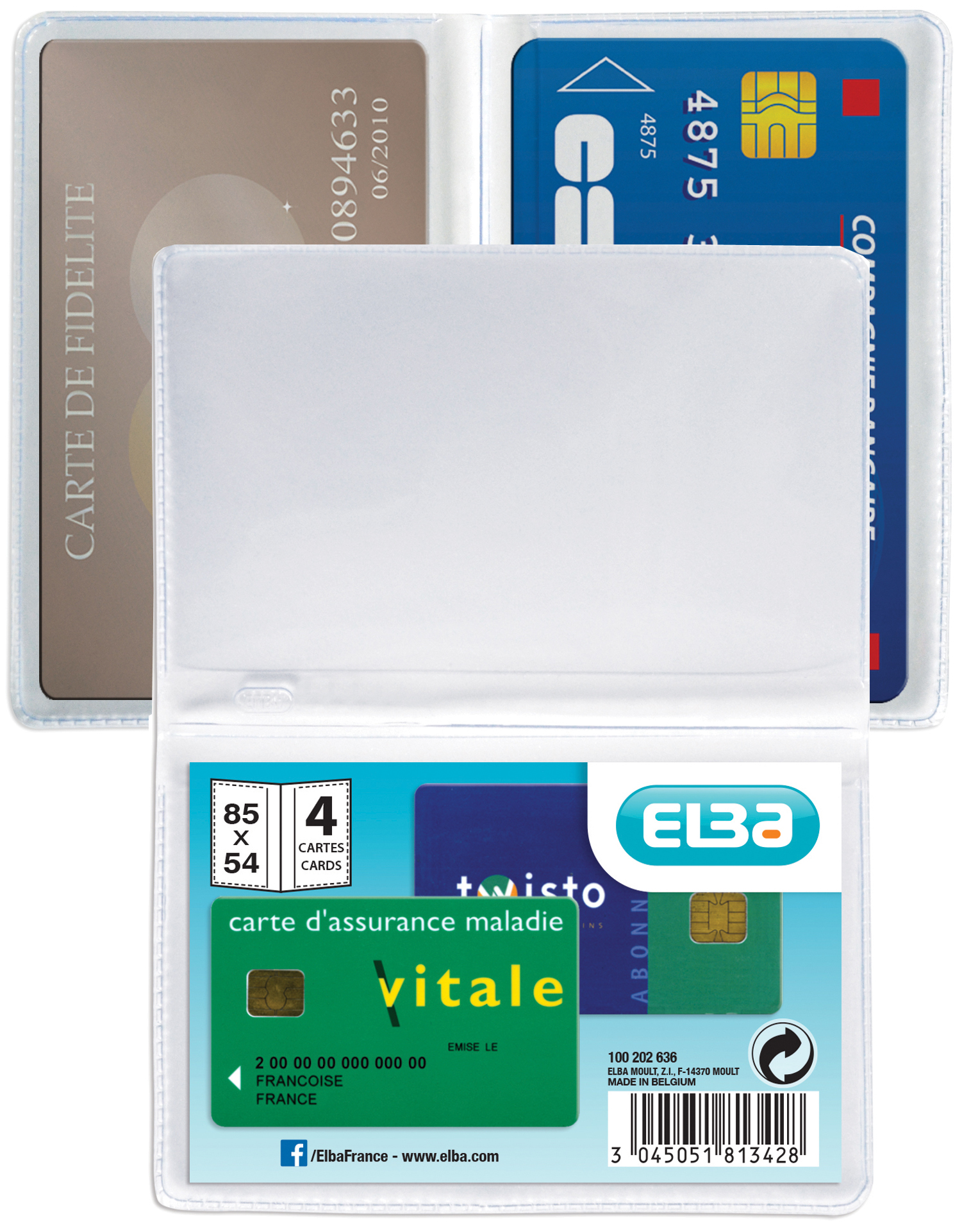 61181342 ELBA Kreditkartenhülle für 4 Kreditkarten, 300 my, PVC