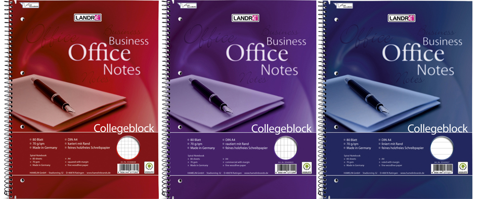 355408023589332644bbdf LANDRÉ Collegeblock ´Business Office Notes´, DIN A4, kariert
