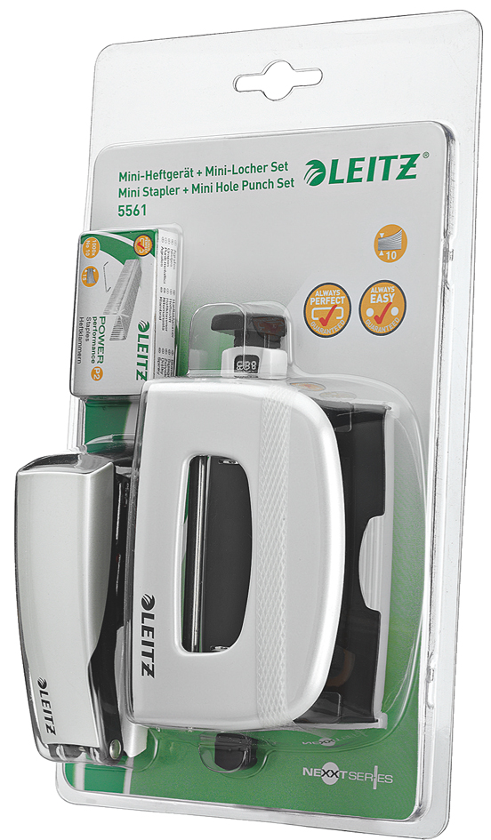 55612001_b589366665bf33 LEITZ Heftgerät- & Locher-Set Mini Nexxt WOW, eisblau