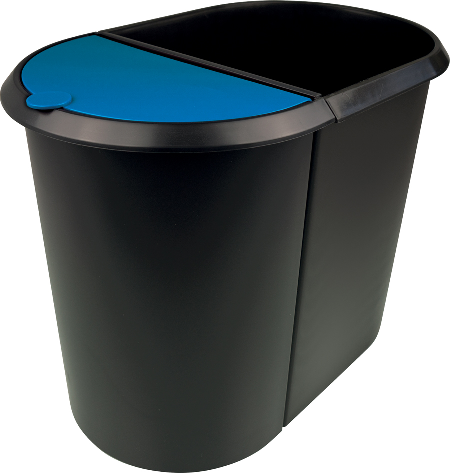 helit Papierkorb ´the double´, oval, PE, ohne Deckel,schwarz
