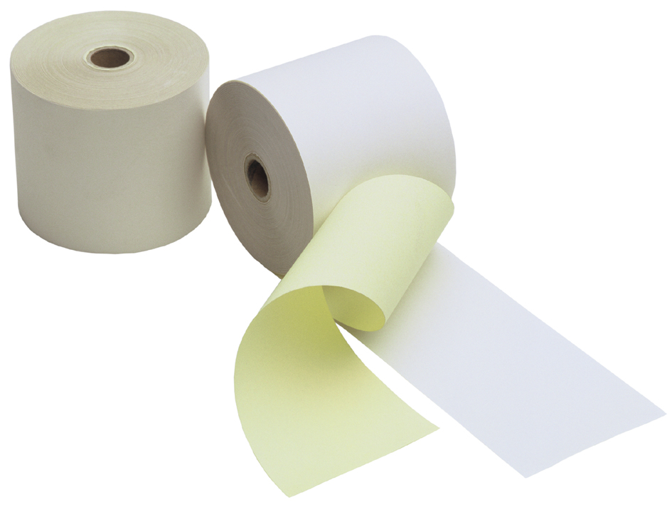 Kassenrollen_ds Kores Kassenrollen, 2-lagig weiß/gelb, 57 mm x 25 m x 12 mm