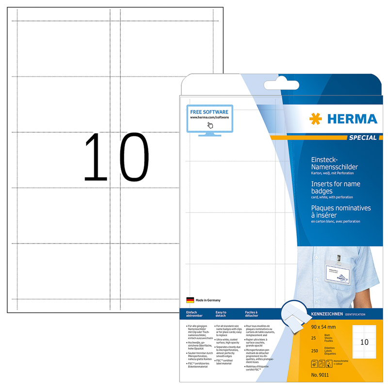 0977c2c2f84a87c7bb6c2a92b8208f0e Herma PC-Einsteckschilder für Namensschilder, 90 x 54 mm