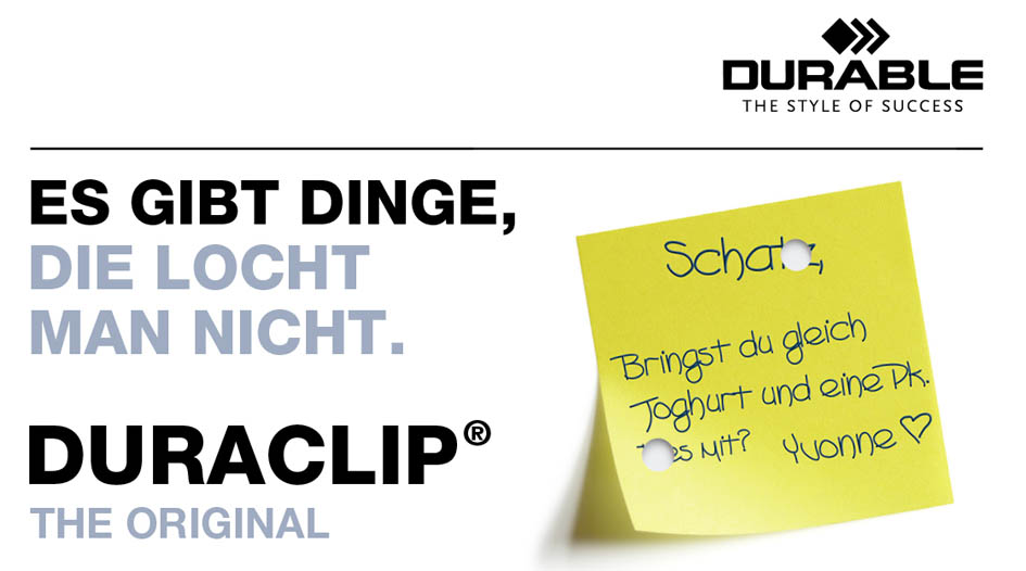 DURACLIP_Kampagne_3589374c56780c DURABLE Klemmhefter DURACLIP ORIGINAL 30, DIN A4, hellblau