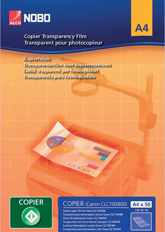 Kopierfolie nobo Kopierer-Folie, DIN A4, glasklar, PP, 120 my