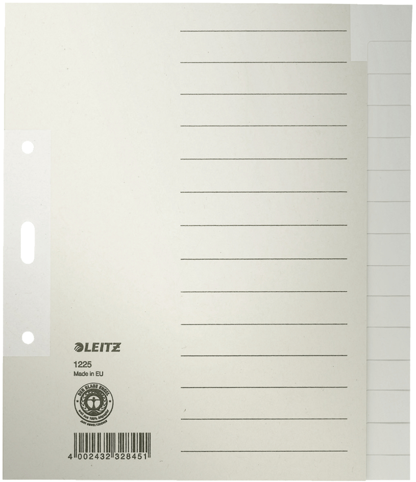 1225008558935ec051b78 LEITZ Tauenpapier-Register, blanko, A5 quer, 12-teilig, grau