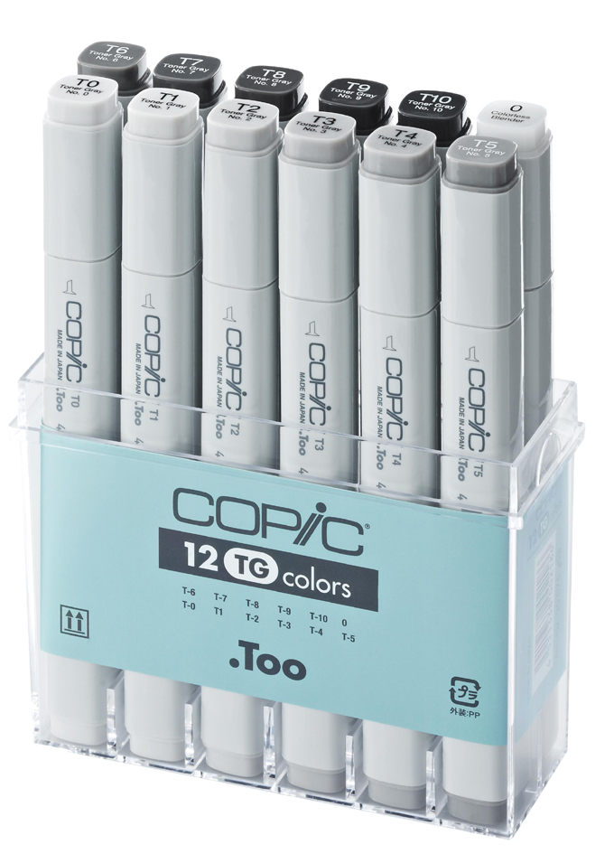 20075153 COPIC Profi Marker, 12er Grau Set ´TG´, Toner Grautöne