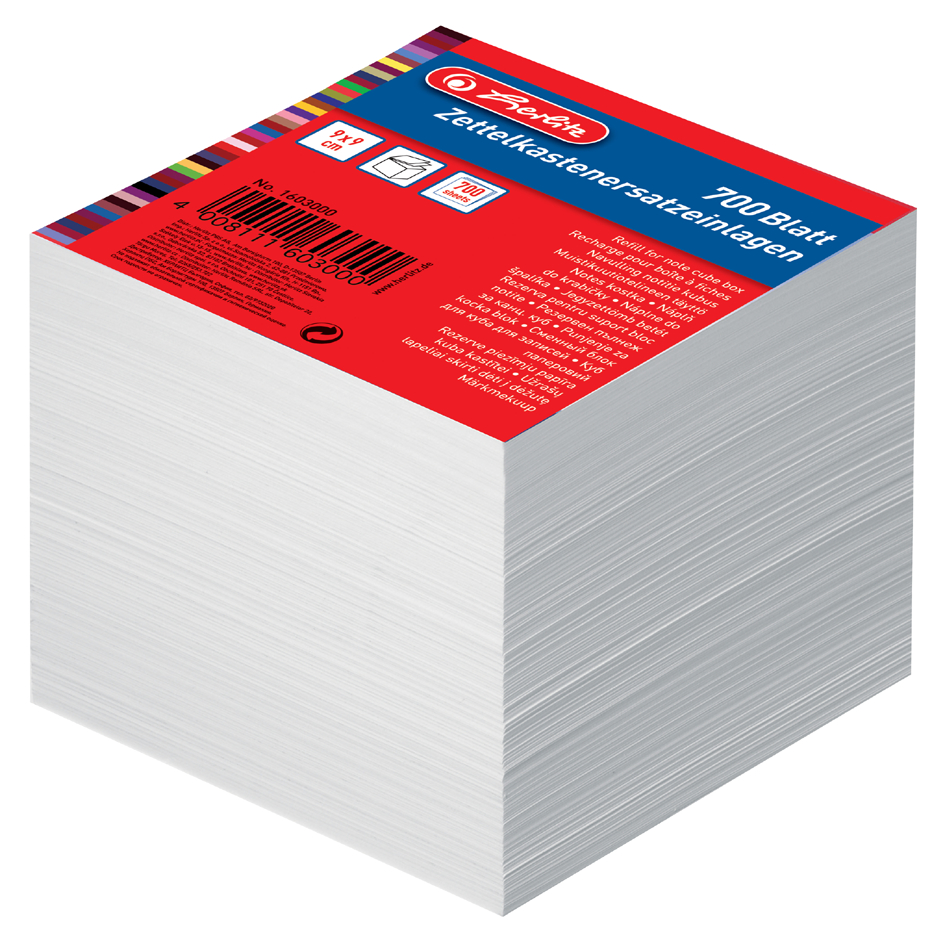 01603000 herlitz Zettelboxeinlagen, 90 x 90 mm, weiß