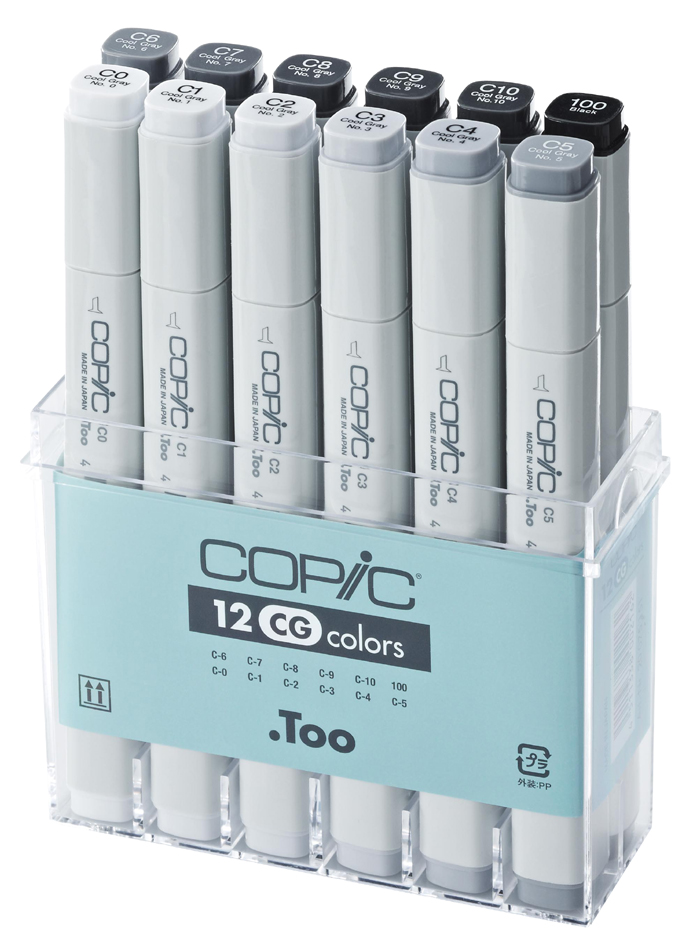 20075151 COPIC Profi Marker, 12er Grau Set ´CG´, kalte Grautöne
