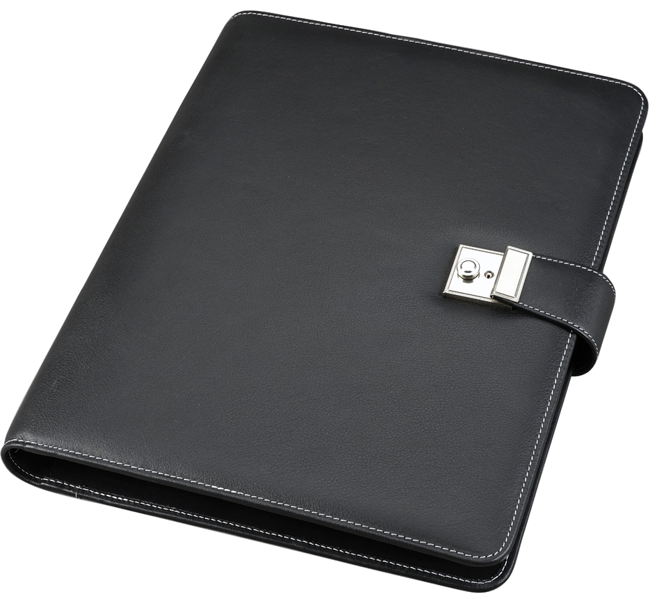 Alassio Dokumentenmappe, DIN A4, aus Nappa-Leder, schwarz