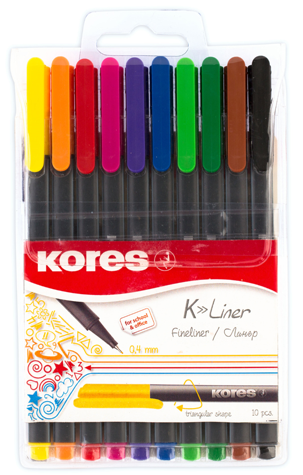 FL281105893359753545 Kores Fineliner ´K-Liner´, Strichstärke: 0,4 mm, 4er Etui