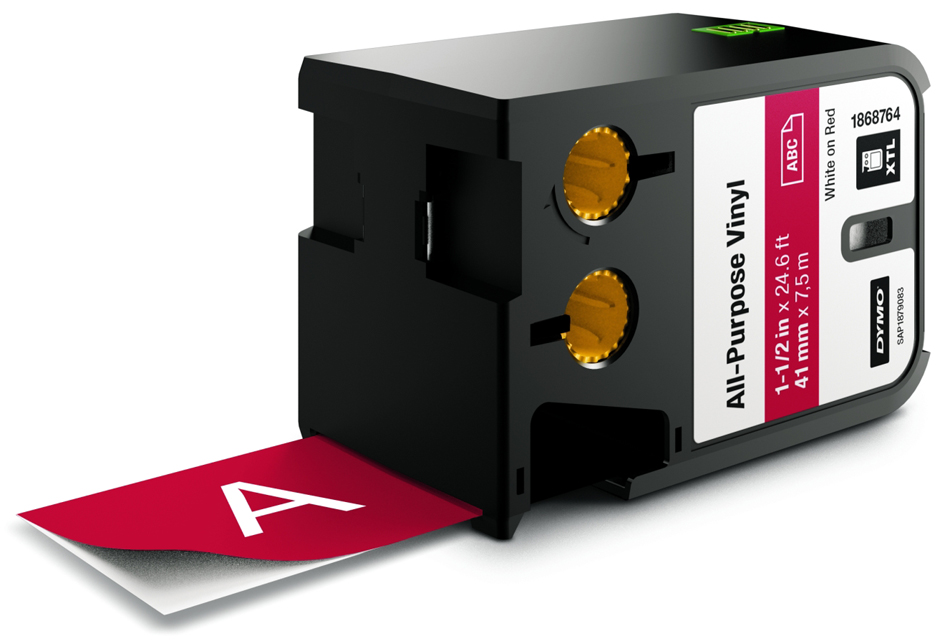 1868764589368b995c59 DYMO XTL Schriftband Vinyl, schwarz/weiß, 12 mm x 7 m