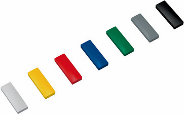 6afe73ec5f9371dd5c70e53191c5d210 10 Haftmagnete,eckig 54 x 19 mm , farbig sortiert