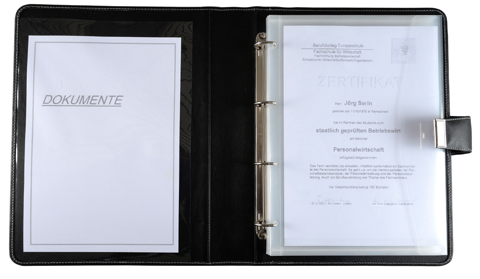 Alassio Dokumentenmappe, DIN A4, Lederimitat, schwarz